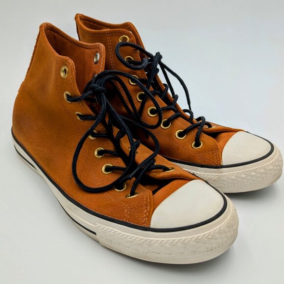 Converse Chuck Taylor All Star Cognac Brown Leather High-top Sneakers M8.5 W10.5 - Picture 4 of 16